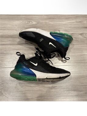 Nike Black Sneakers with Green-Blue Gradient m Air Heel